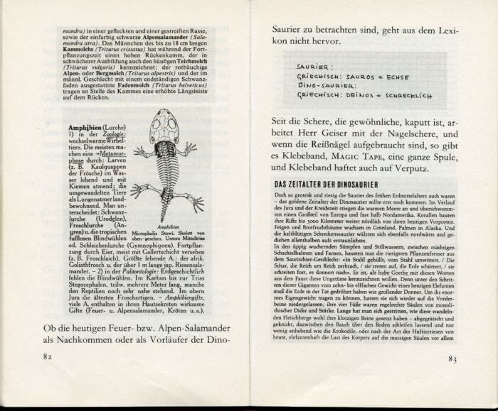 Fig. 4: The narrative on Geiser between different articles on salamanders, amphibians, and dinosaurs. (MH 82, 83)