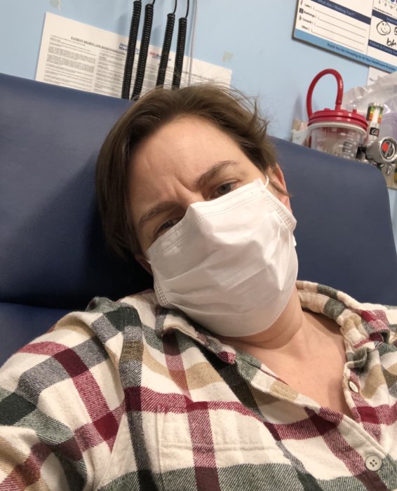 Wallace in the Emergency Room with hypoxia on her birthday in March 2020