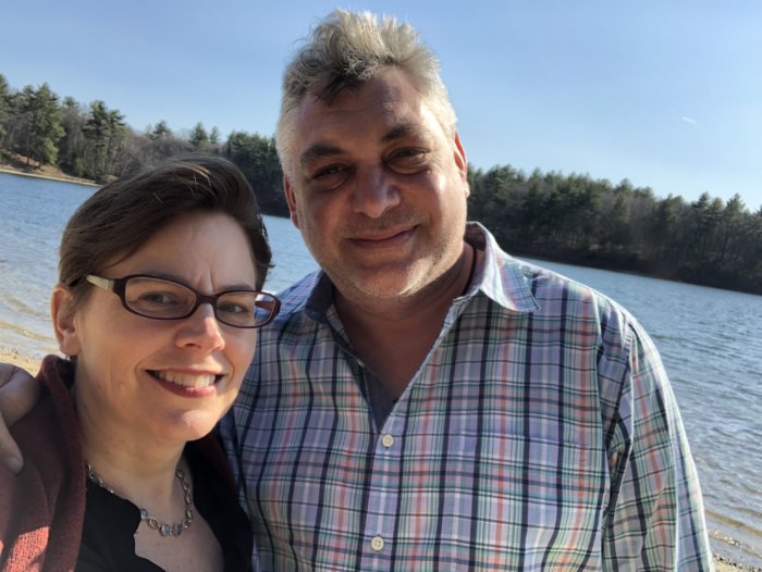 Wallace and her fiancé Konstantin at Walden Pond in Concord, MA in early March 2020.