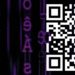 cover image of issue 14, winter 2022 on the topic of codes displaying a qr code on a black background and vertical lines of blurry purple letters